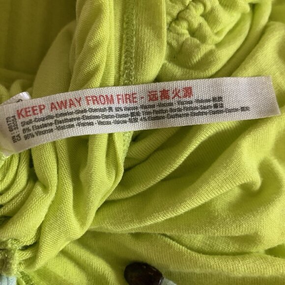 Free People Bright Green Ruched Bodycon Midi Dress M Y2K Festival Vacation - Picture 5 of 6